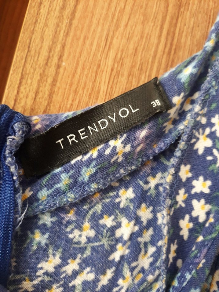 Mavi Desenli Uzun Bohem Elbise - Görsel 3