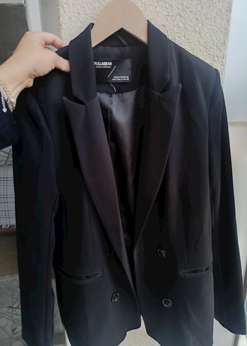 Pull and Bear Siyah İki Dugmeli Blazer Ceket
