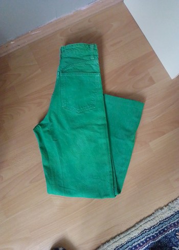 Yeşil Süet Kadın Pantolon dar kalıp değil