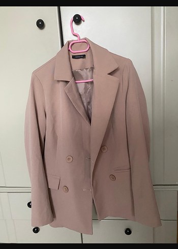 Bej Düğmeli Kadın Blazer Ceket