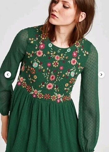 m Beden yeşil Renk Zara elbise plumet