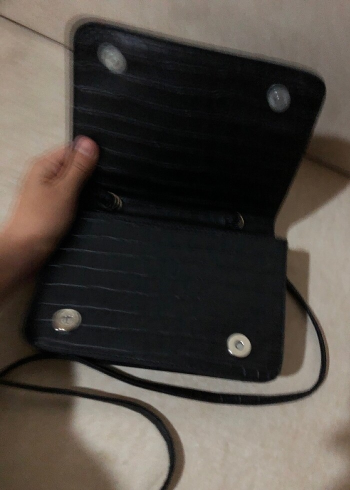 Siyah suni deri çanta - Görsel 3