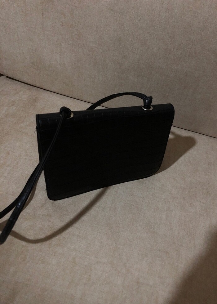 Siyah suni deri çanta - Görsel 2