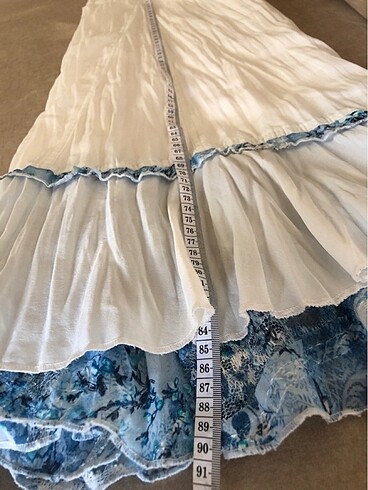 Fidan Şimşek Mavi detaylı beyaz etek - Görsel 8