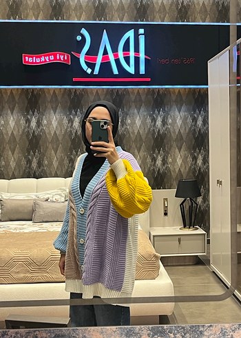 Pastel Renkli Kadın Örme Hırka - Görsel 6