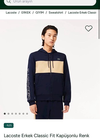 LACOSTE } Kapüşonlu tam fermuarlı Erkek Sweatshirt - Görsel 2