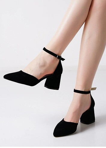 siyah süet topuklu Ayakkabı