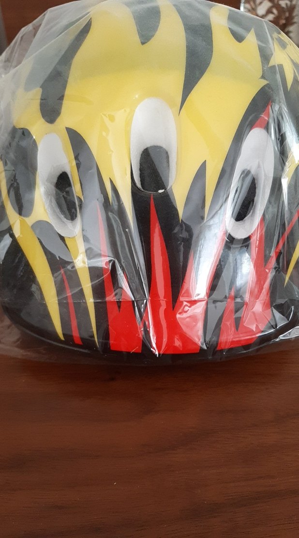 Çocuk için Sarı Desenli Biker Kask Velcro'lu - Görsel 2