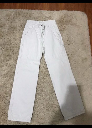 34 Beden Jean Beyaz Kadın Pantolon