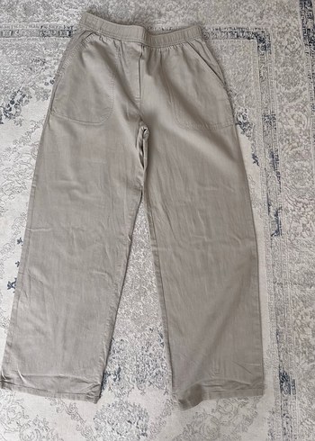 Zara Bej Keten Kadın Pantolon