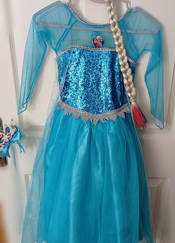 5 Yaş Beden ELSA FROZEN KOSTÜM ELBİSE 