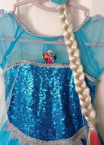 5 Yaş Beden mavi Renk ELSA FROZEN KOSTÜM ELBİSE 