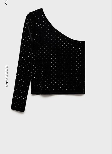 Mango Strass taşlı asimetrik kadife bluz xs
