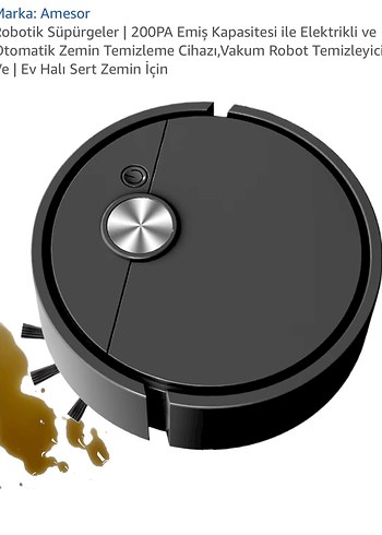 Amesor Siyah Robotik Süpürge 200PA - Görsel 3