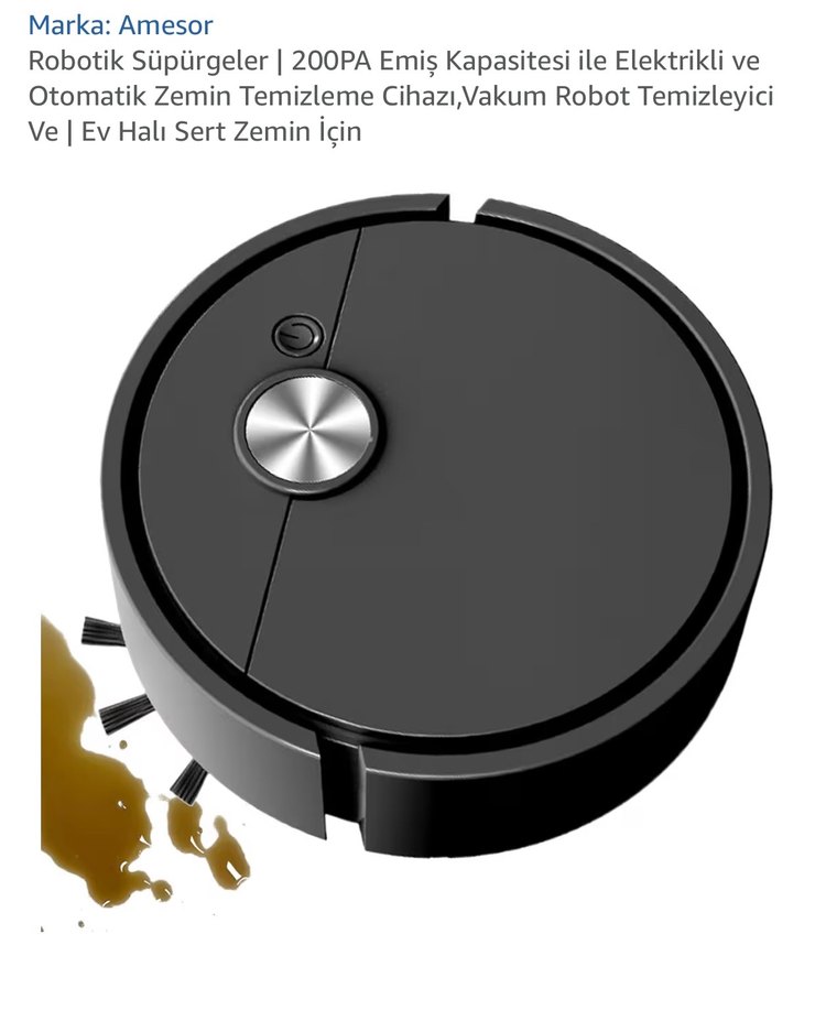 Amesor Siyah Robotik Süpürge 200PA - Görsel 3