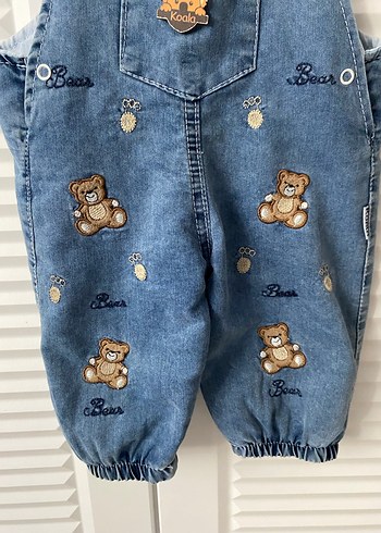 Nakışlı Mavi Kot Erkek Çocuk Salopet - Görsel 2