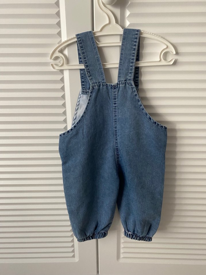 Nakışlı Mavi Kot Erkek Çocuk Salopet - Görsel 4