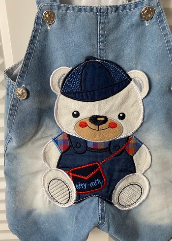 Nakışlı Ayıcık Desenli Erkek Çocuk Kot Tulum - Görsel 2