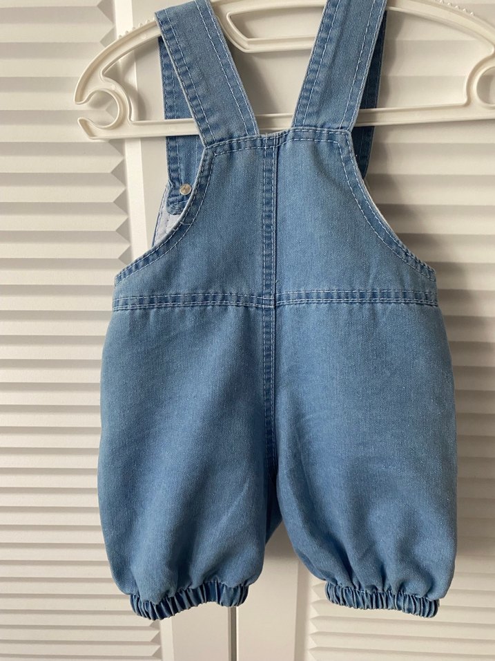 Nakışlı Ayıcık Desenli Erkek Çocuk Kot Tulum - Görsel 3