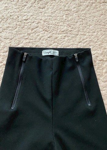 Siyah Kadın Kumaş Pantolon, Normal Boy, Fermuarlı - Görsel 2