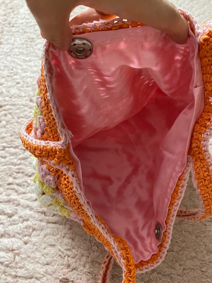 Çiçek Desenli Örgü Bohem Kadın Çantası - Görsel 3