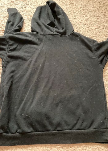 Siyah Kapüşonlu Kadın Sweatshirt - Görsel 4