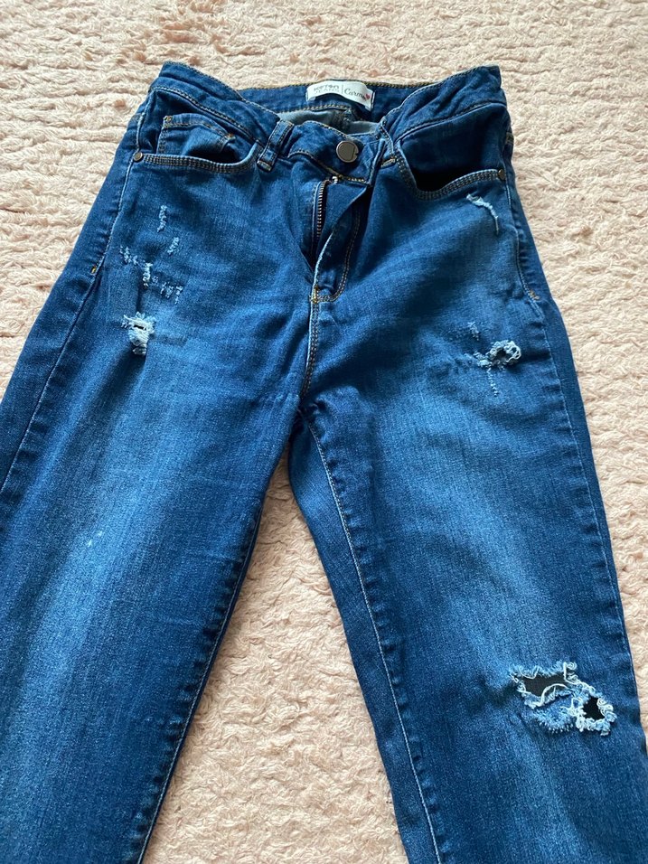 Kadın Mavi Normal Boy Kot Pantolon - Görsel 2