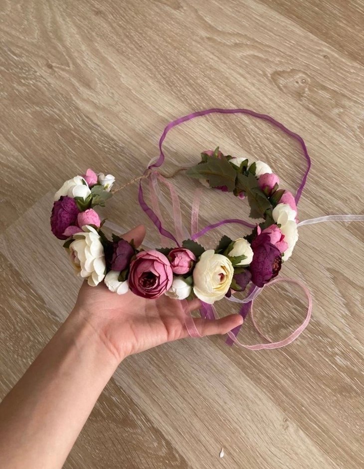 Dantelli Mor Bohem Çiçek Tacı - Görsel 2