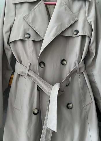 Bej Kadın Uzun Düğmeli Trençkot - Görsel 2