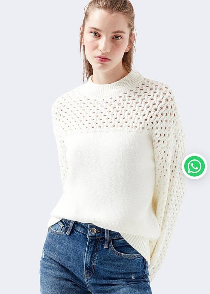 Mavi marka ekru kazak - Görsel 3