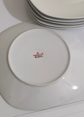 Beyaz ve Gri Desenli  6 adet servis Tabağı Seti - Görsel 3