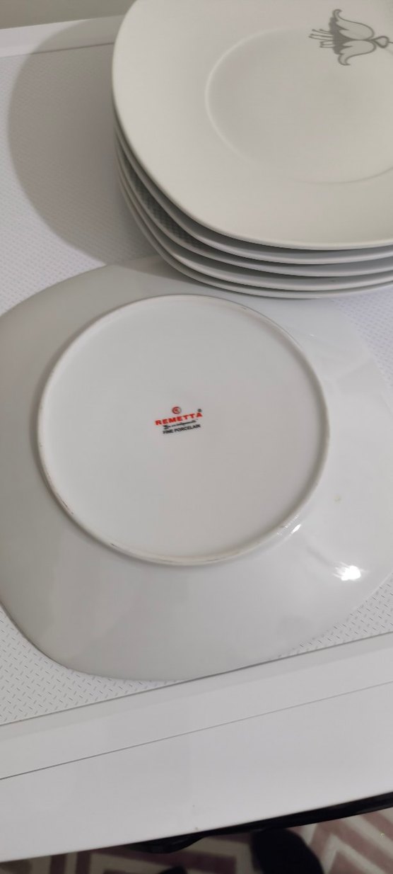 Beyaz ve Gri Desenli  6 adet servis Tabağı Seti - Görsel 3