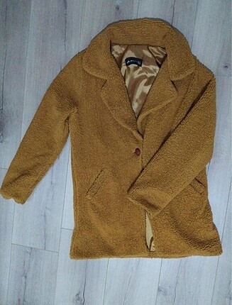 Hardal peluş mont