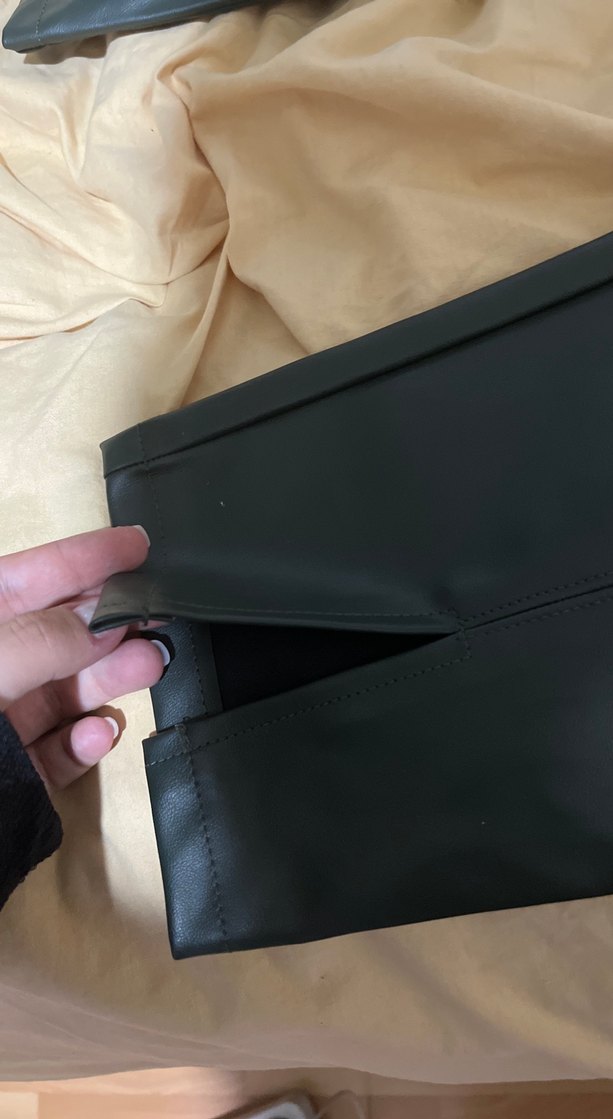 Haki yeşili dar deri pantolon - Görsel 3