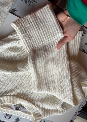 Beyaz Örgü Kadın Crop - Görsel 4