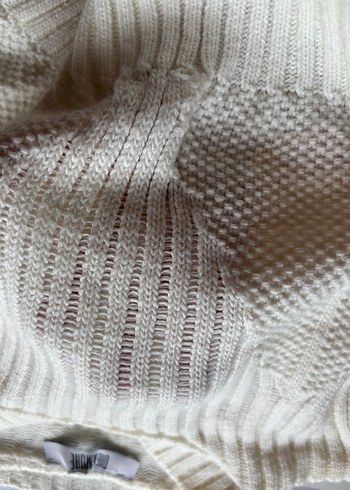 Beyaz Örgü Kadın Crop - Görsel 3