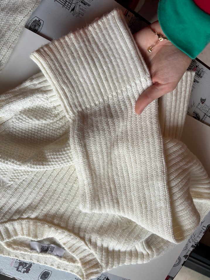 Beyaz Örgü Kadın Crop - Görsel 4