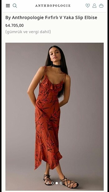 By Anthropologie Firfirli V Yaka Slip Elbise