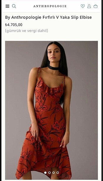 Anthropologie By Anthropologie Firfirli V Yaka Slip Elbise