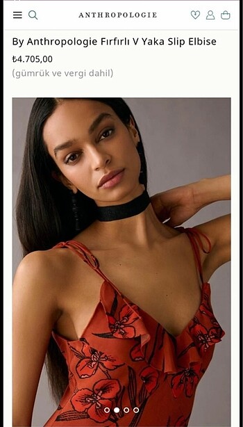 l Beden By Anthropologie Firfirli V Yaka Slip Elbise