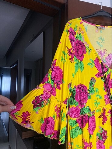 40 Beden uzun çiçek dedenli yazlık elbise