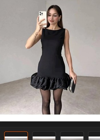 Siyah Fırfırlı Mini Elbise