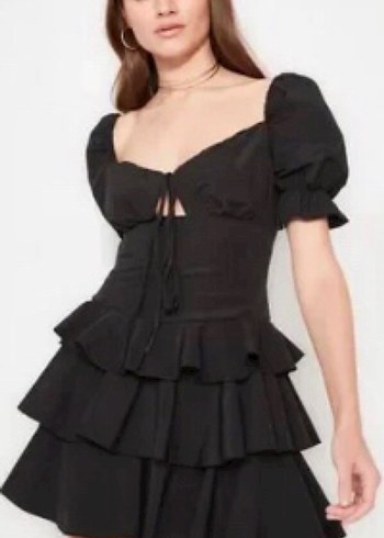 Fırfırlı Siyah Mini Goth Elbise