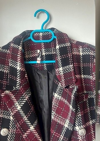Trendyol & Milla Bordo Ekose Düğmeli Kadın Blazer Ceket