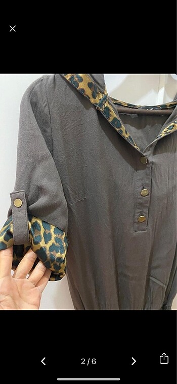 Kahverengi elbise - Görsel 2