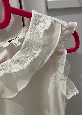 Fırfırlı Beyaz Kadın Bluz - Görsel 3