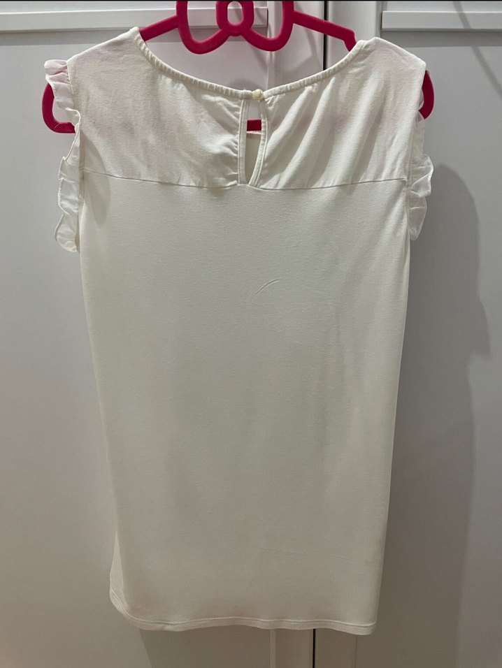 Fırfırlı Beyaz Kadın Bluz - Görsel 4