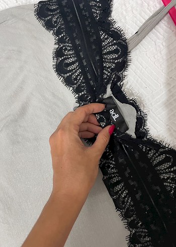 Gri Dantel Detaylı Askılı Kadın Atlet - Görsel 5