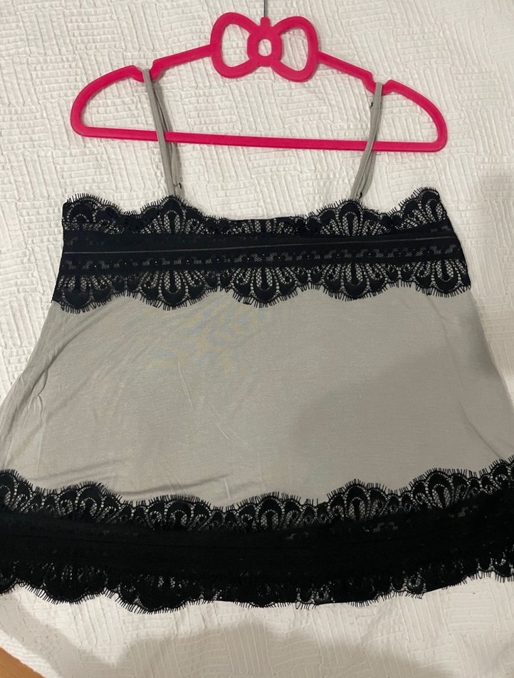 Gri Dantel Detaylı Askılı Kadın Atlet - Görsel 2