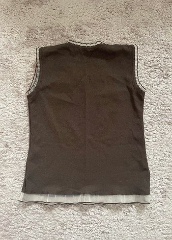 V Yaka Kahverengi Yelek - Görsel 2